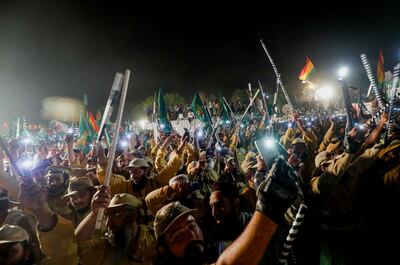 Anti-government protesters in Islamabad on Monday. Reuters