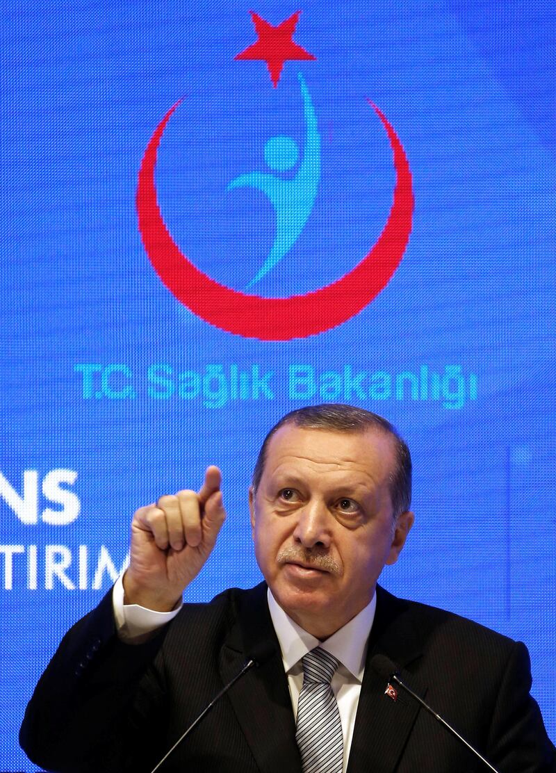 Turkish President Tayyip Erdogan speaks during a ceremony in Istanbul, Turkey, July 21, 2017. REUTERS/Murad Sezer