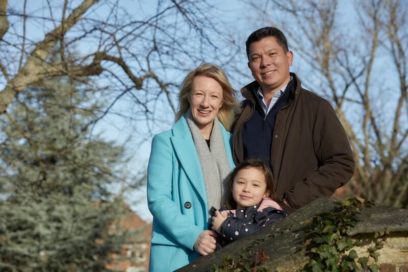 Emma Pattison, with her husband and daughter. Photo: John Wildgoose / Epsom College