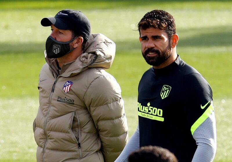 Atletico manager Diego Simeone with Diego Costa. EPA