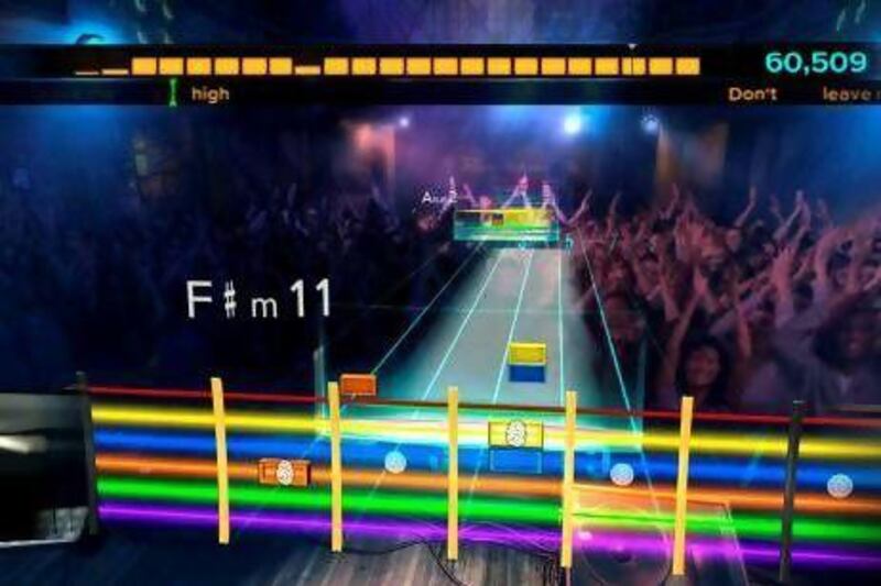 A screenshot from the game Rocksmith which tutors users as they go along. Courtesy Ubisoft