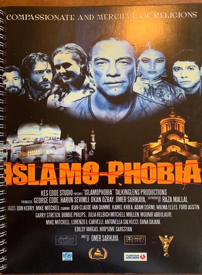 The movie poster of 'Islamo-Phobia' showing Jean Claude Van Damme. 