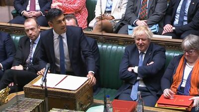 Britain's Chancellor of the Exchequer Rishi Sunak makes a statement on the cost of living crisis in the House of Commons.  AFP