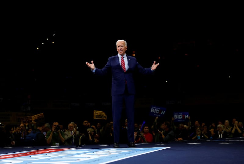 Democratic 2020 U.S. presidential candidate former Vice President Joe Biden speaks at a Democratic Party fundraising dinner, the Liberty and Justice Celebration, in Des Moines, Iowa, U.S. Reuters