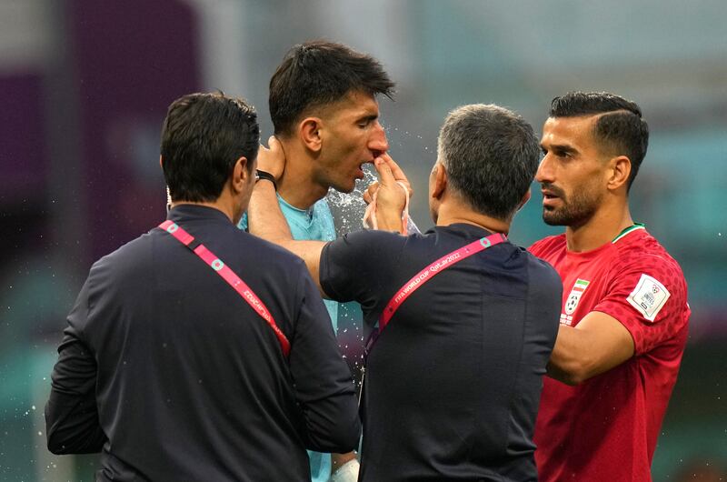 Despite displaying clear signs of serious head injury, Beiranvard attempted to play on, before falling to the ground and being substituted. Photo: AP