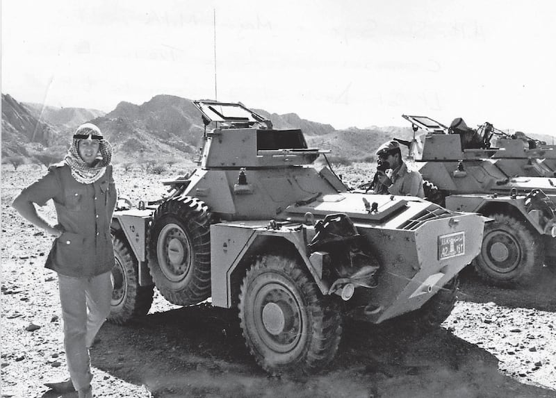 Lt Col David Neild on a training exercise in Ras Al Khaimah in 1970, with Ferret armoured cars. With him is signals officer Capt Abdullah, who was on loan from Saudi Arabia.

Courtesy Medina Publishing *** Local Caption ***  rv07no-postcard2-p2.jpg