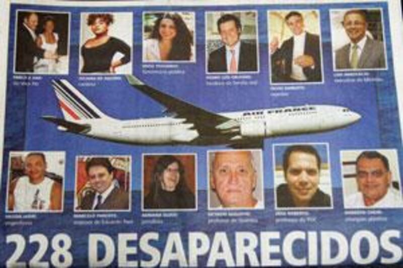 Front page of the newspaper Extra in Rio de Janeiro reporting on the Air France passenger jet which disappeared on June 1 over the Atlantic.