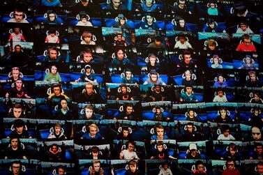 Competitors in the Fortnite World Cup in Arthur Ashe Stadium, New York. Johannes Eisele / AFP