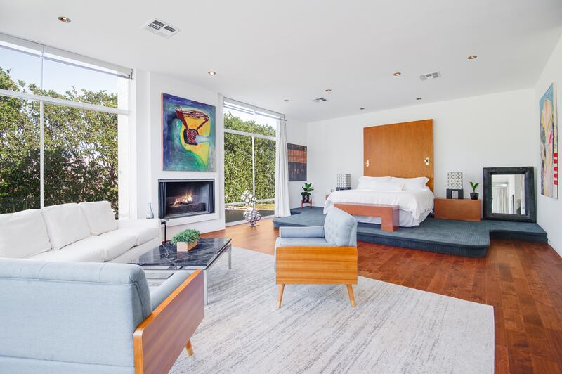 One of the spacious bedrooms in the main house.