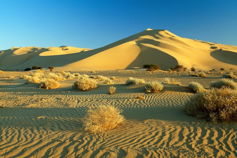 M5DWPX Niger. Agadez. Sahara desert. Sahel. Tenere desert. Sand dunes of Temet. Unesco, World Heritage Site.