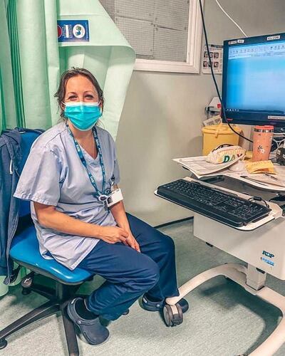 Dorcas Baxter returned to work as an ITU nurse to help with the Covid-19 efforts at the hospital she used to work at. Courtesy Molly Dineen