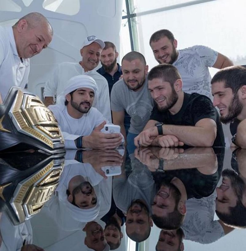 Sheikh Hamdan bin Mohammed with UFC champion Khabib Nurmagomedov.