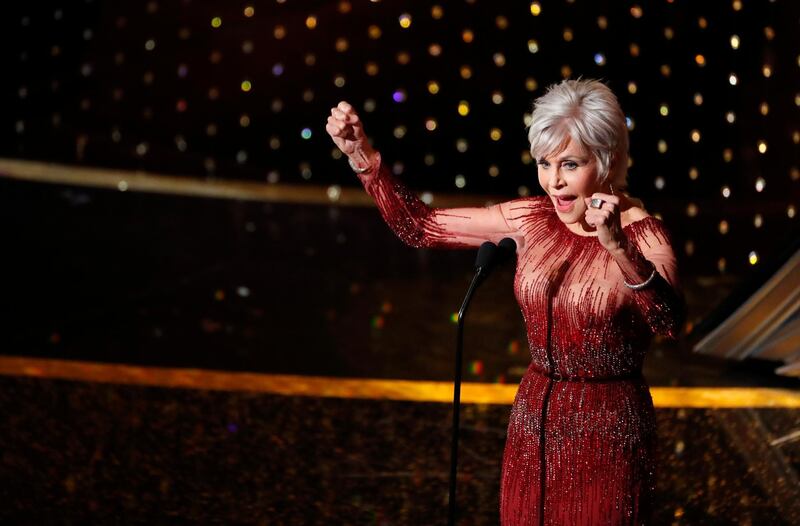 Jane Fonda closes the Oscars show at the 92nd Academy Awards in Hollywood, Los Angeles, California, U.S., February 9, 2020. REUTERS/Mario Anzuoni
