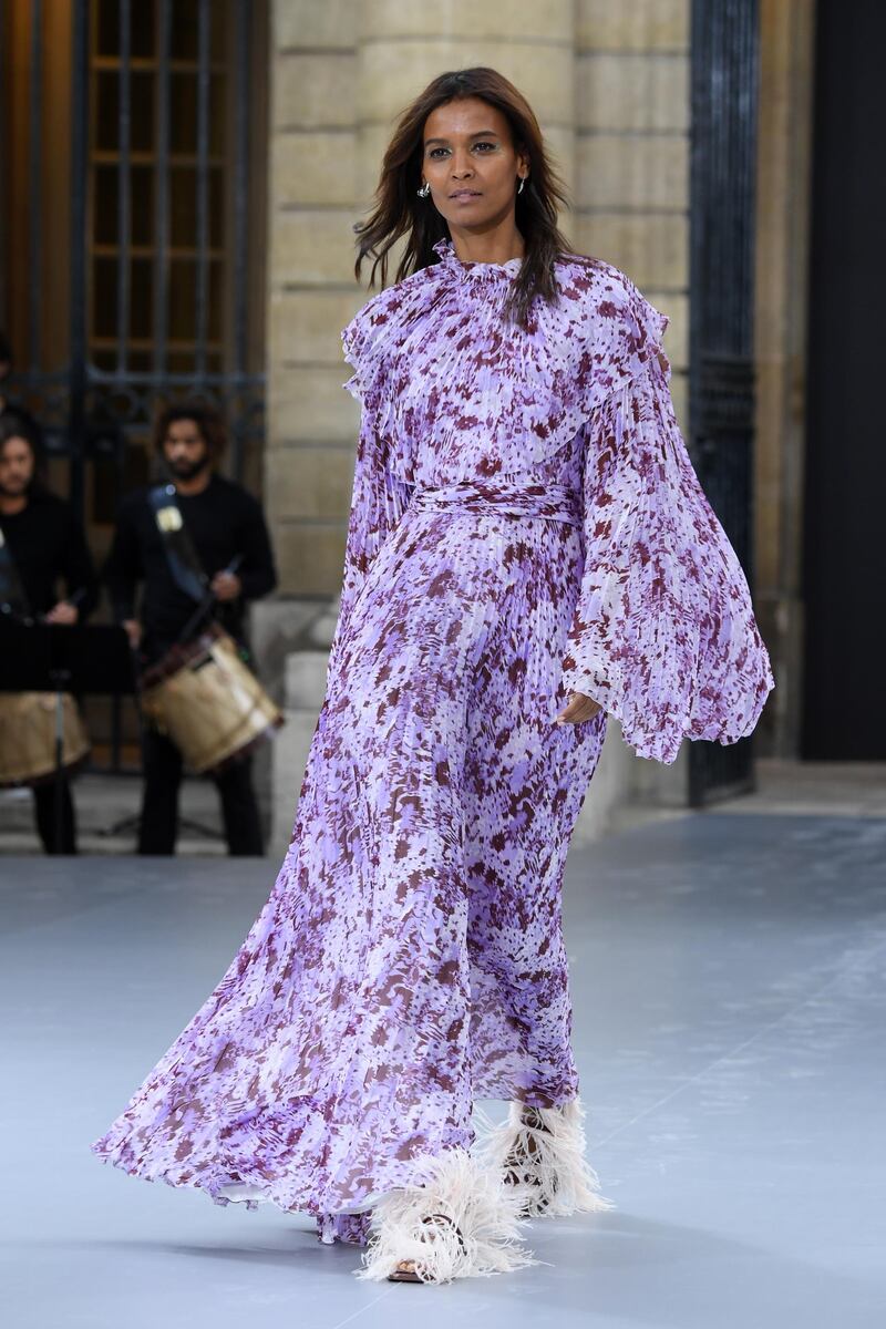 Liya Kebede walks the runway during the L'Oreal Paris show as part of Paris Fashion Week on September 28, 2019. Getty Images