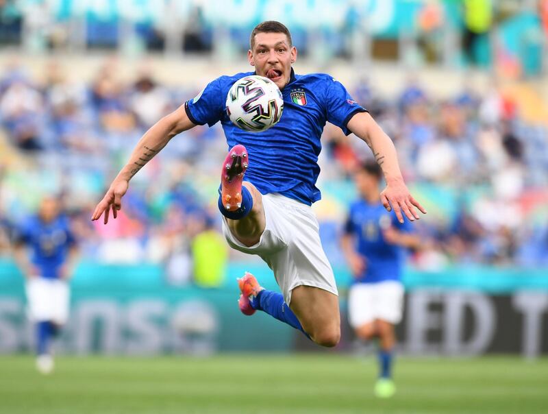 Andrea Belotti of Italy controls the ball. Getty