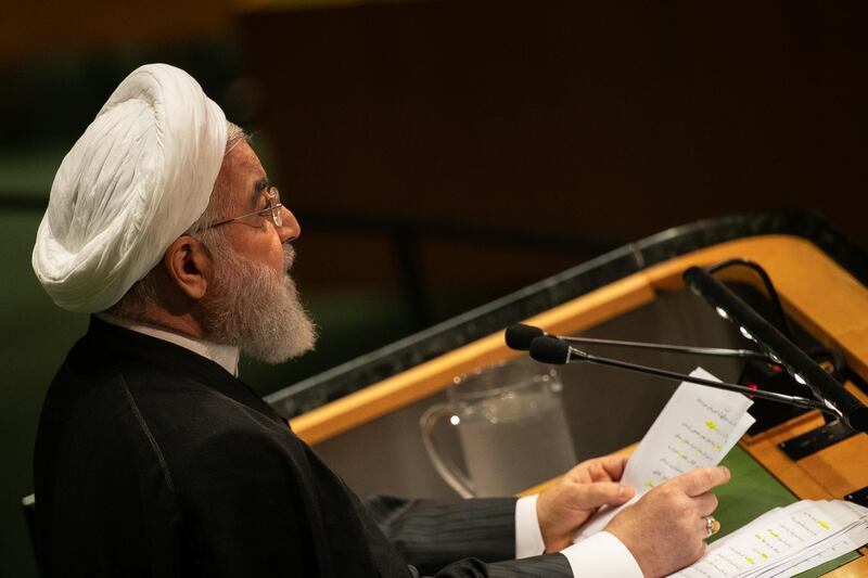 Hassan Rouhani, Iran's president, speaks during the UN General Assembly meeting in New York, U.S. Rouhani said his government would refuse to enter negotiations with the U.S. while still under what he called "merciless economic terrorism" against its people by President Donald Trump's administration. Bloomberg