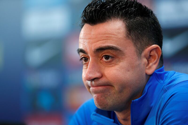 FC Barcelona's head coach Xavi Hernandez addresses a press conference at Joan Gamper sport complex in Barcelona, northeastern Spain, 01 January 2022.  The team prepares its upcoming LaLiga game against RCD Mallorca on 02 January.   EPA / Alejandro Garcia