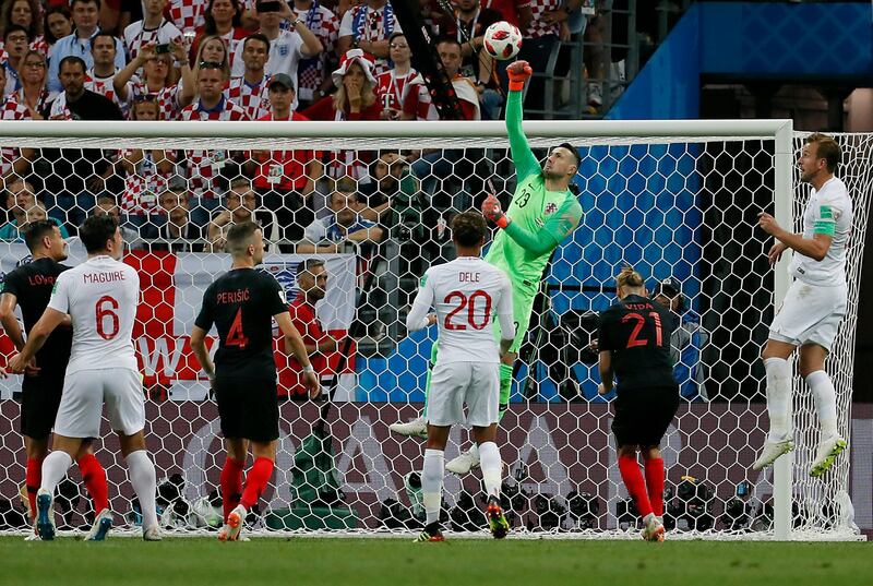 Goalkeeper Danijel Subasic of Croatia punches clear during the first half. EPA