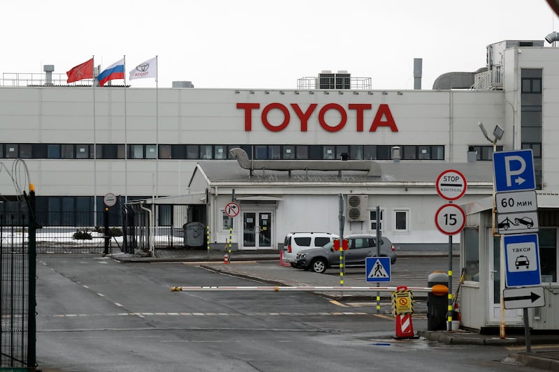 The Toyota car factory in St Petersburg, Russia. The Japanese company said that after six months, circumstances have not allowed it to continue its operations there during Russia's conflict with Ukraine. EPA