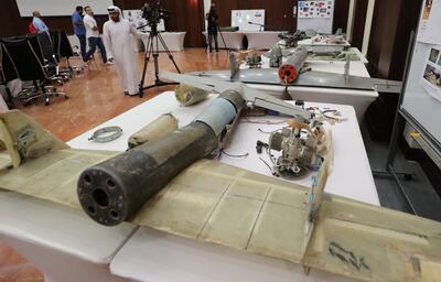 Debris of an Iranian-made Ababil drone used by the Houthis. AFP
