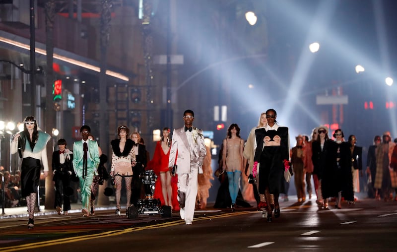 Gucci staged its spring/summer 2022 Gucci Love Parade show on Hollywood Boulevard in Los Angeles. Reuters