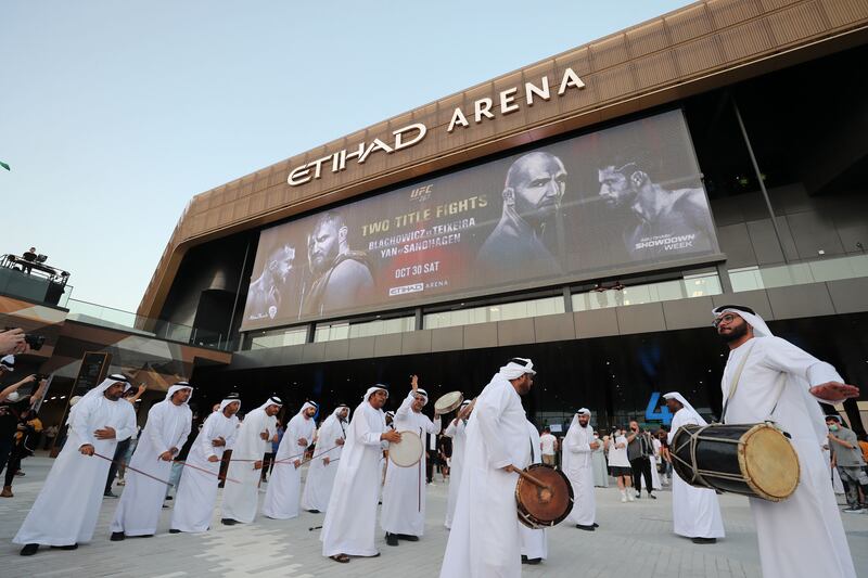 Emirati performers during UFC 267 in Abu Dhabi.