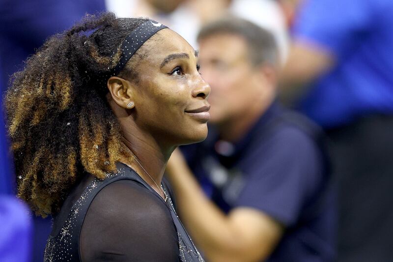 Serena Williams of the United States celebrates against Danka Kovinic of Montenegro. AFP