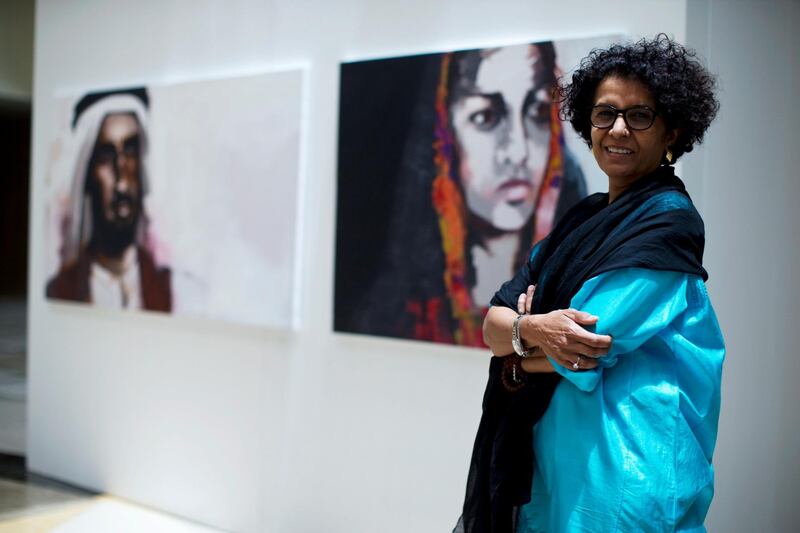 Dubai, United Arab Emirates, July 29, 2013:     Emirati artist Fatima Lootah at the The Cultural and Scientific Association in the Al Mamzar area of Dubai on July 29, 2013. Christopher Pike / The National

Reporter: Anna Seaman *** Local Caption ***  CP0729-Fatma Lootah007.JPG