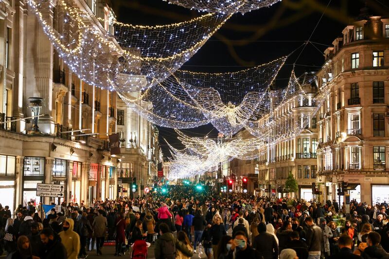 Shoppers fill a crowded Regent Street. Reuters