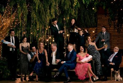 This image released by ABC shows the cast of the ABC sitcom "Modern Family," from left, Reid Ewing, Ariel Winter, Ty Burrell Julie Bowen, Eric Stonestreet, Nolan Gould, standing left center, Jesse Tyler Ferguson, Aubrey Anderson-Emmons, standing center right, Jeremy Maguire, Sarah Hyland, seated holding baby, SofÃ­a Vergara, Rico Rodriguez and Ed O'Neill. The comedy will air its series finale after 11 seasons on April 8, the network announced on Wednesday. (Jill Greenberg/ABC via AP)