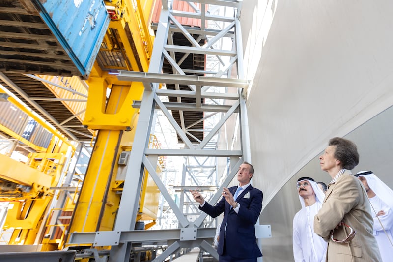 Princess Anne visits Boxbay DP World Port in Jebel Ali, Dubai, 
on March 1, 2024. Photo: The Mission to Seafarers/Christophe Viseux
