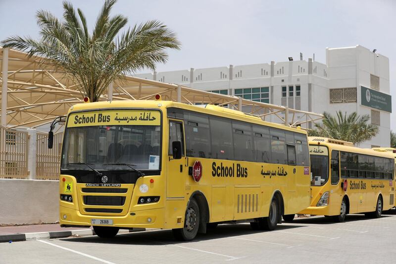 Dubai, United Arab Emirates - Reporter: N/A. News. Stock. General View of school bus' in Dubai. Monday, June 15th, 2020. Dubai. Chris Whiteoak / The National