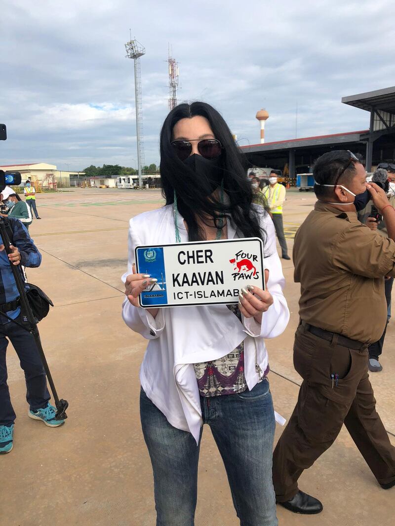 Cher at the arrival of Kavaan in Cambodia. Courtesy Four Paws