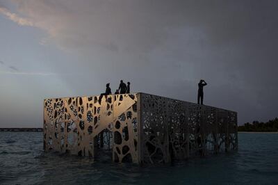 Taylor has created hundreds of submerged, semi-submerged and terrestrial sculptures around the world including the Coralarium on the island of Sirru Fen Fushi, in the Maldives. Courtesy Jason deCaires Taylor