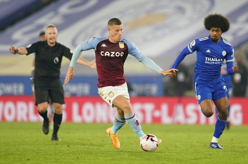 Aston Villa's Ross Barkley in action against Leicester City. Reuters