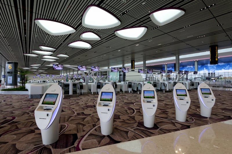 T5 will utilise more autonomous technology, including the check-in desks. Photo: Changi Airport