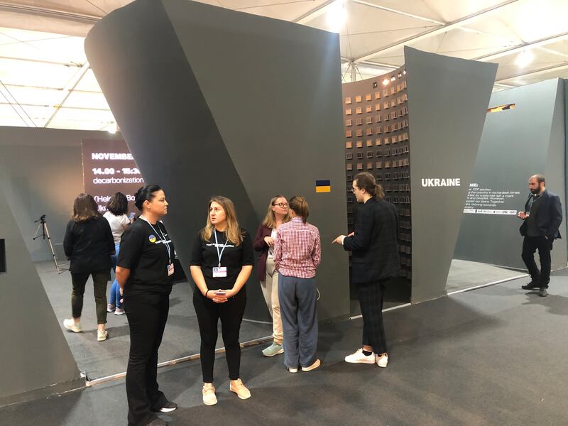 Ukraine's pavilion at Cop27. It is the first time the country has a pavilion at a Cop. Photo: John Dennehy / The National