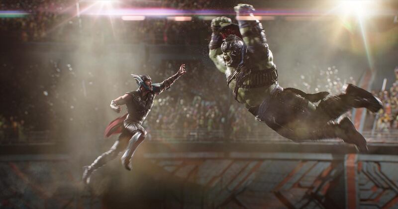 Marvel Studios Thor: Ragnarok

L to R: Thor (Chris Hemsworth) and Hulk (Mark Ruffalo)

Photo: Film Frame

©Marvel Studios 2017