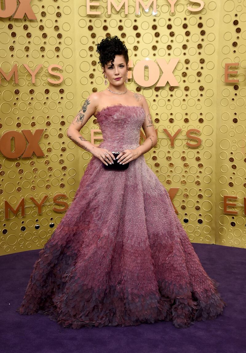 Halsey arrives at the 71st Primetime Emmy Awards on Sunday, Sept. 22, 2019, at the Microsoft Theater in Los Angeles. (Photo by Jordan Strauss/Invision/AP)