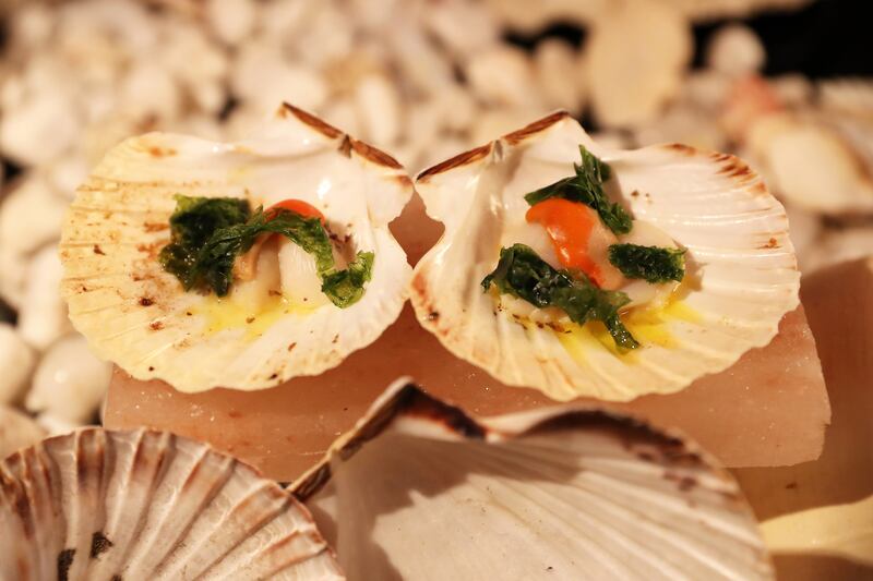 A seaweed and prawn canape served during the ceremony. 