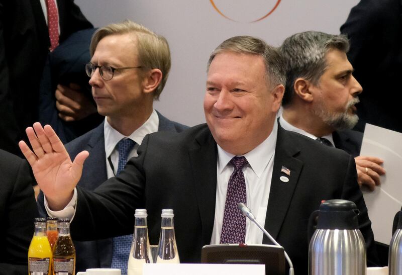 WARSAW, POLAND - FEBRUARY 14:  U.S. Secretary of State Mike Pompeo attends the opening session of the Ministerial to Promote a Future of Peace and Security in the Middle East on February 14, 2019 in Warsaw, Poland. The ministerial is a conference on the Middle East sponsored by the Polish and U.S. governments. Many European countries are only sending junior representatives or leaving the two-day conference early as E.U. and U.S. policies towards the Middle East and Iran have increasingly diverged since the Trump administration took power. (Photo by Sean Gallup/Getty Images)