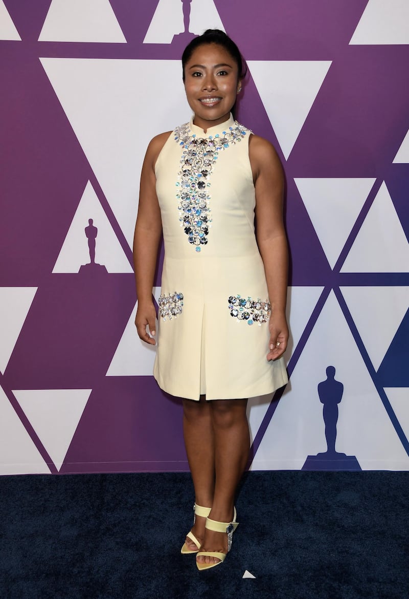 Yalitza Aparicio arrives for the 91st Oscars Nominees Luncheon at the Beverly Hilton hotel. Aparicio is nominated for Best Lead Actress for her role in 'Roma'. AFP