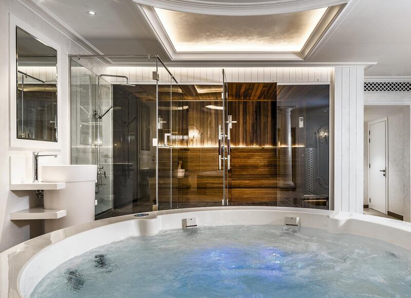 The hot tub and sauna bring a more modern approach to life. Courtesy LuxuryProperty.com