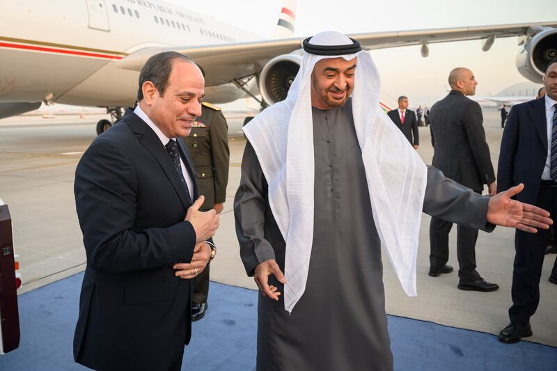 President Sheikh Mohamed and Mr El Sisi. Hamad Al Kaabi /  UAE Presidential Court