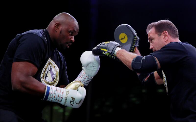 Dillian Whyte works the pads. Reuters