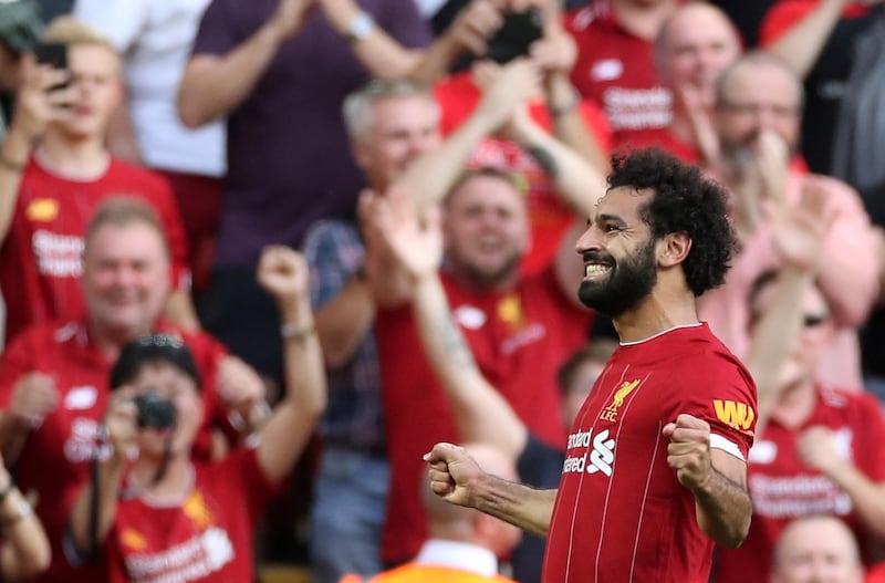 Salah has now scored four goals in three Anfield games against Arsenal. Reuters