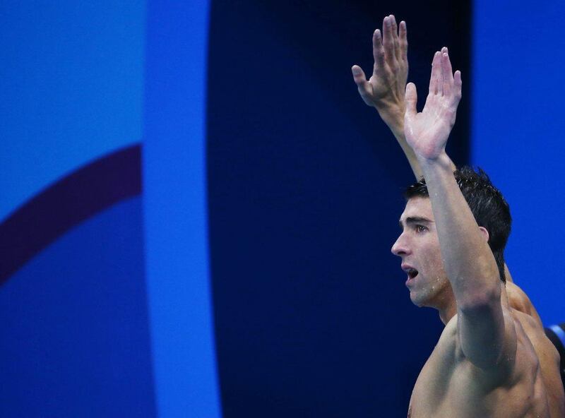 Michael Phelps of USA reacts after they won the men’s 4x100m medley relay final during the swimming competitions at the 2016 Summer Olympics, Saturday, Aug. 13, 2016, in Rio de Janeiro, Brazil. Marcos Brindicci / Reuters
