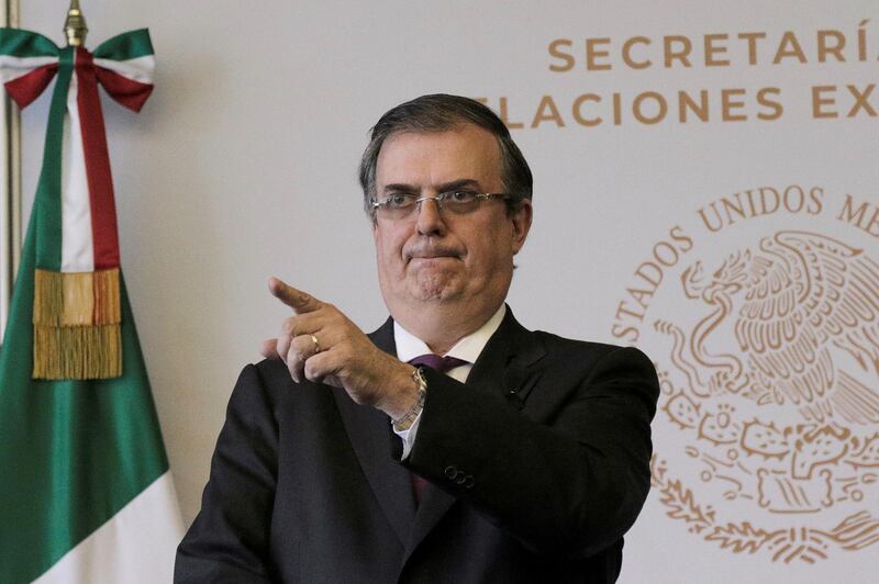 Mexican foreign minister Marcelo Ebrard, gestures as he holds a news conference about the mass shooting in Texas in the U.S., in Mexico City, Mexico August 4, 2019. REUTERS/Luis Cortes