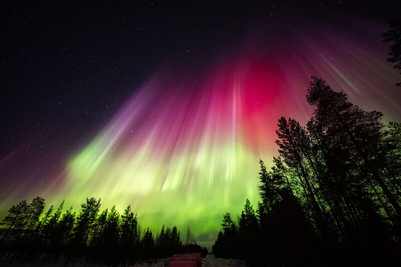 Vivid colours on display above Rovaniemi. AFP