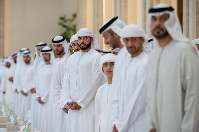 Sheikh Issa bin Saeed bin Tahnoon bin Mohamed attends condolences at Al Mushrif Palace.